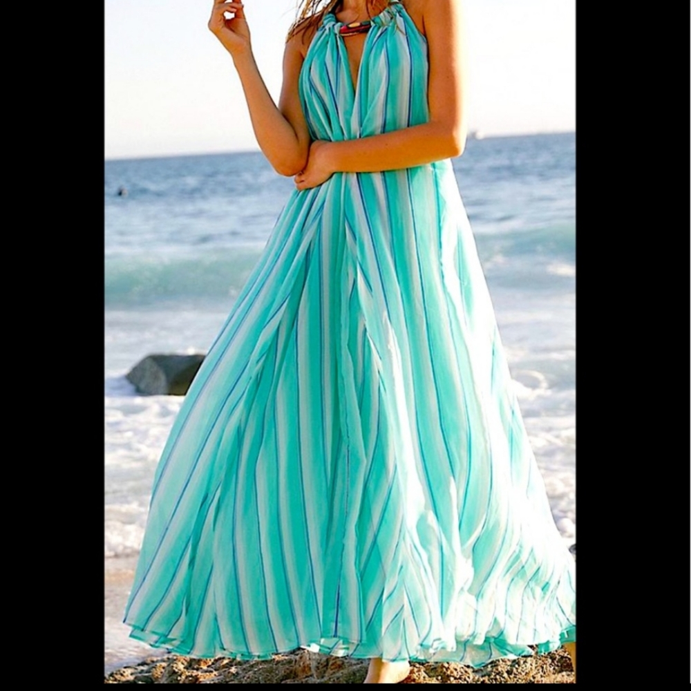 Free People Turning Tides Maxi Dress. Size medium. Blue ocean breeze. NWT